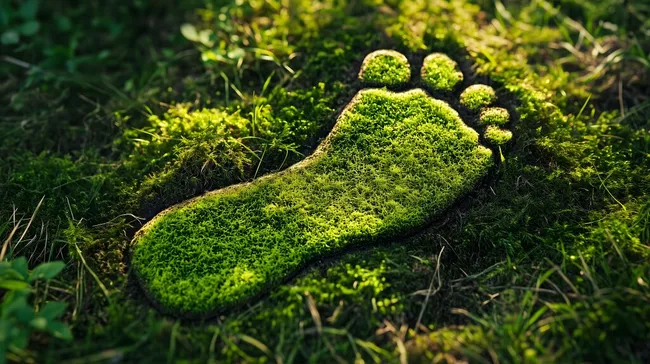Grüner Moos-Fußabdruck in der Natur
