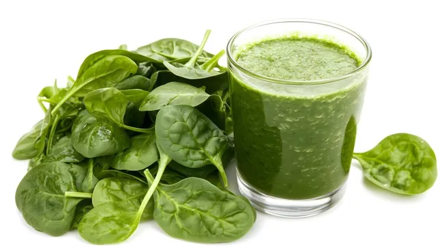 Grüner Smoothie aus frischem Spinat und Obst