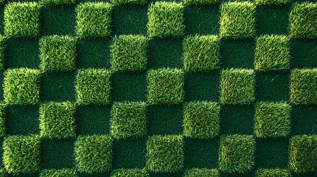 Grünes Gras im Schachbrettmuster