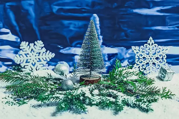 Grüner Tannenbaum in einer winterlichen Schneelandschaft