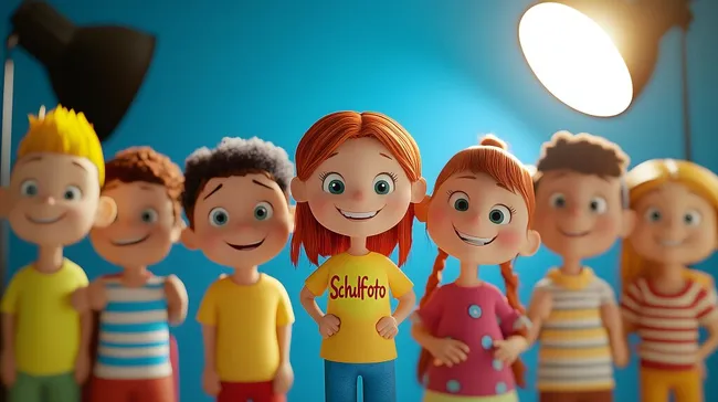 Gruppe glücklicher Schüler posiert für Klassenfoto