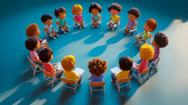 Gruppe von Kindern in Diskussion bei Unterricht