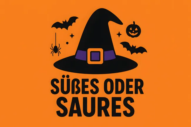 Gruseliger Hexenhut mit Halloween-Symbolen