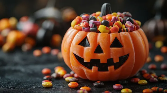 Gruseliger Süßigkeiteneimer für Halloween-Deko