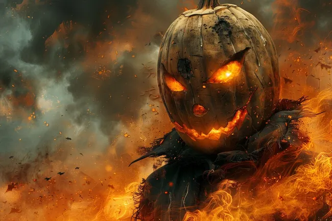 Gruselkürbislaterne mit Feuereffekt zu Halloween