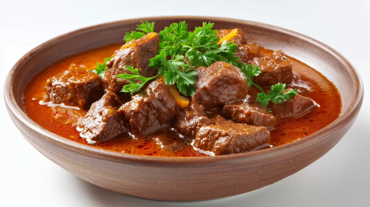 Gulasch nach Omas Art – rustikale Tonschale