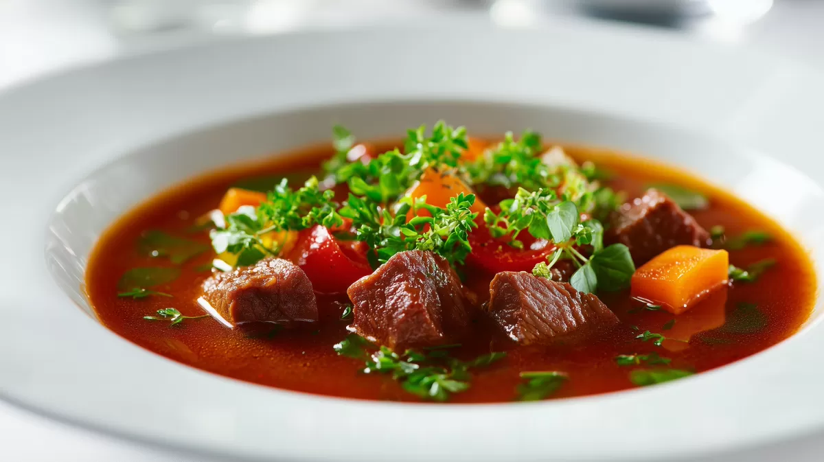 Gulaschsuppe sehr fein mit zartem Rindfleisch