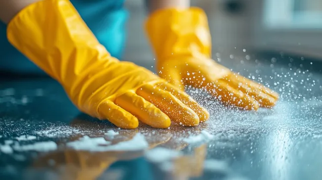 Gummihandschuhe beim intensiven Reinigen