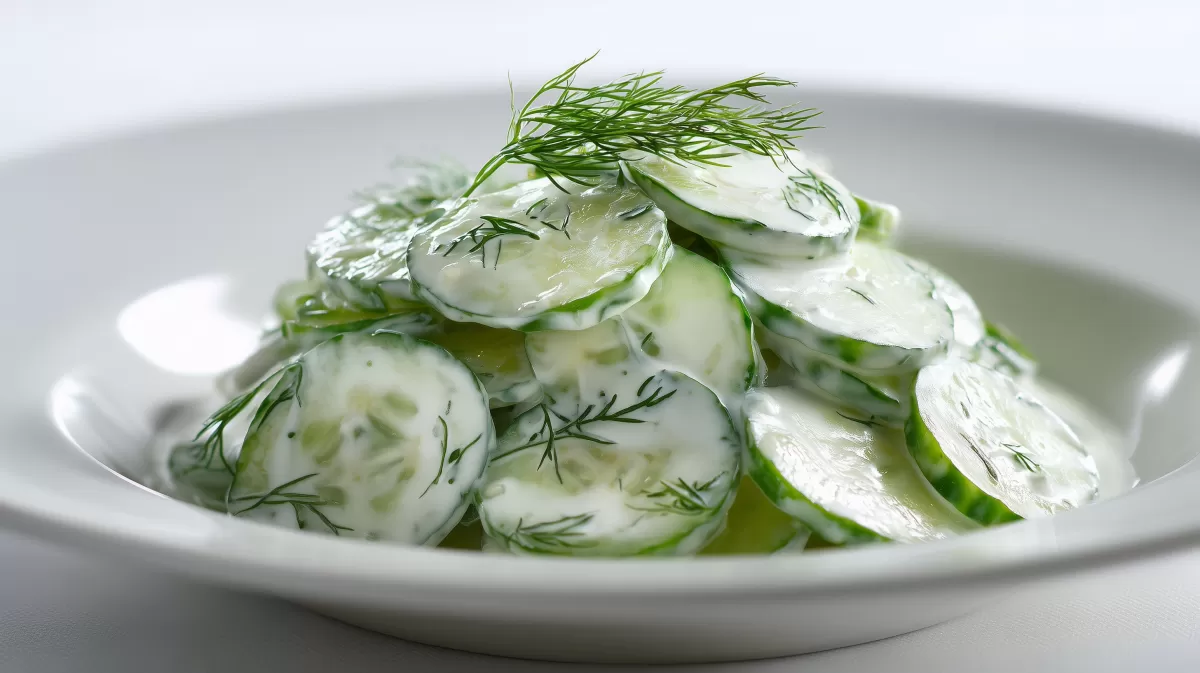 Gurkensalat mit Dill in cremiger Joghurtsoße