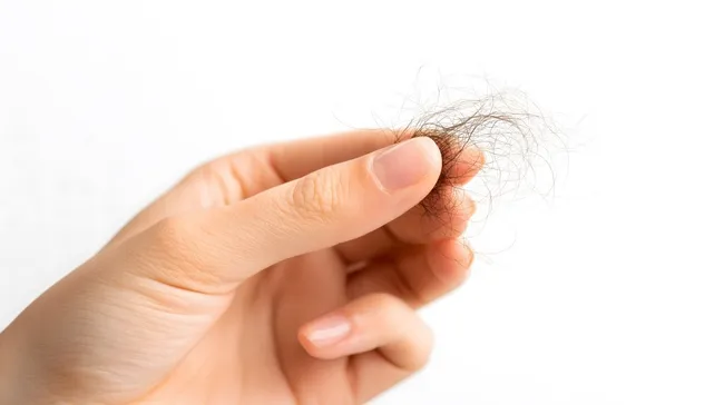 Haarsträhne zwischen Fingern - Nahaufnahme