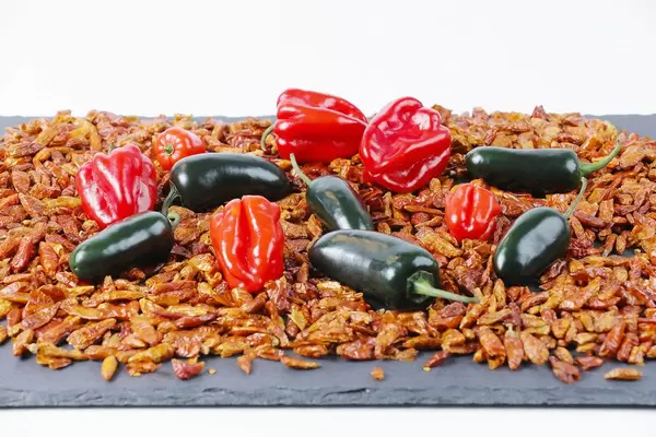 Habanero and Jalapeno on hot chili peppers