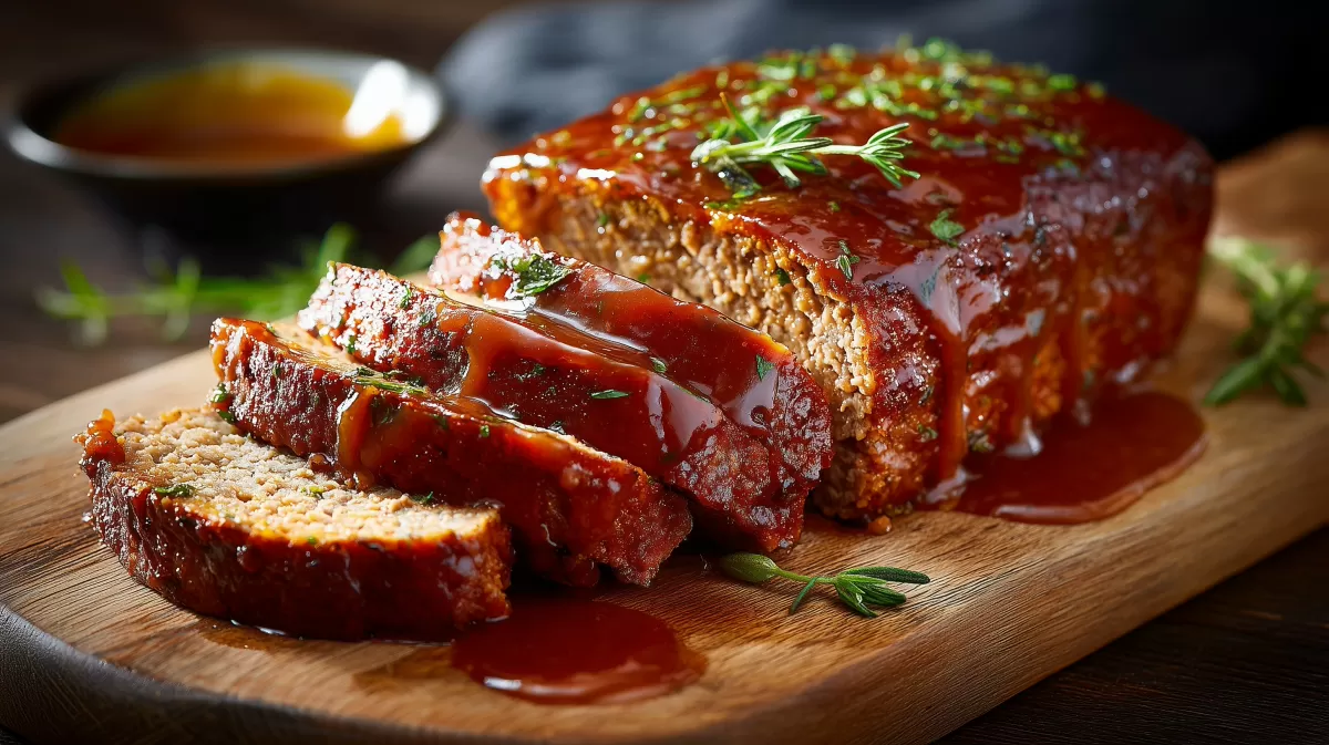 Hackbraten supersaftig mit glänzender Tomatensoße