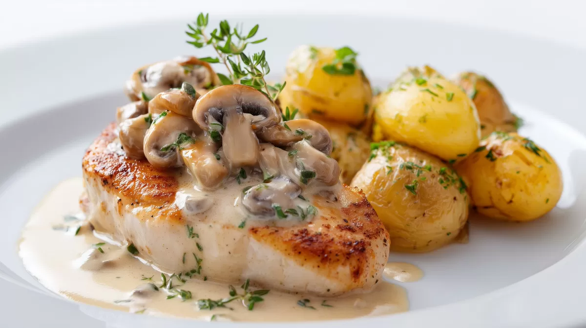 Hähnchenbrust mit Pilzsauce und Kartoffeln