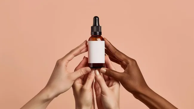 Hände, die eine Pipette mit Tinktur halten