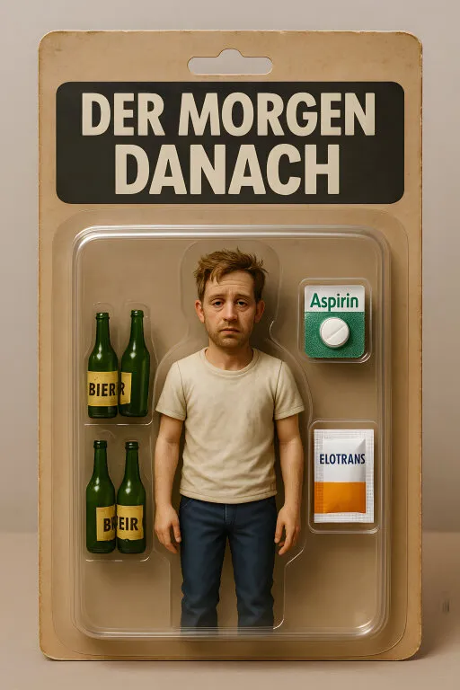 Hängender Kopf am Morgen nach einer Feier