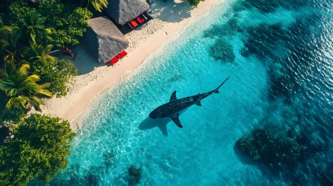 Haifisch schwimmt in türkisblauem Tropenparadies