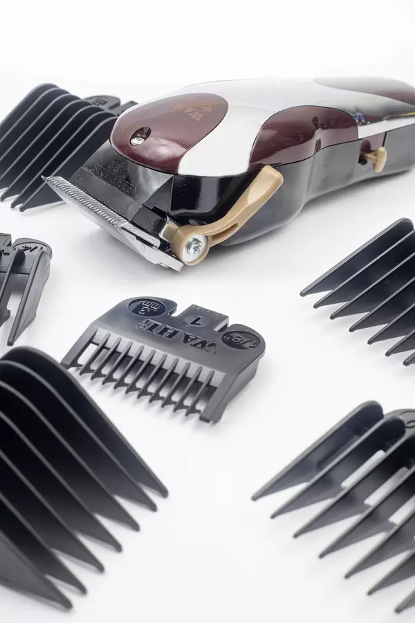 Haircut Trimmer with equipment above white background