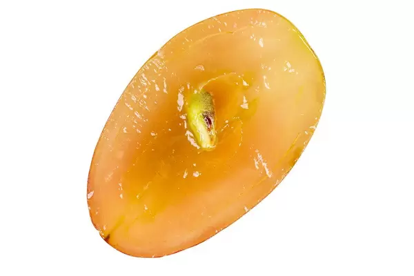 Half berry of green grapes on white background