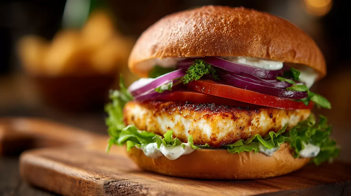 Halloumi Burger mit Tomate und roter Zwiebel