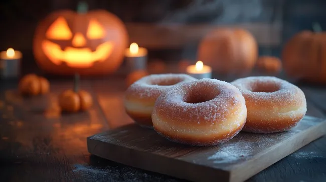 Halloween-Kürbis-Donuts mit Zucker