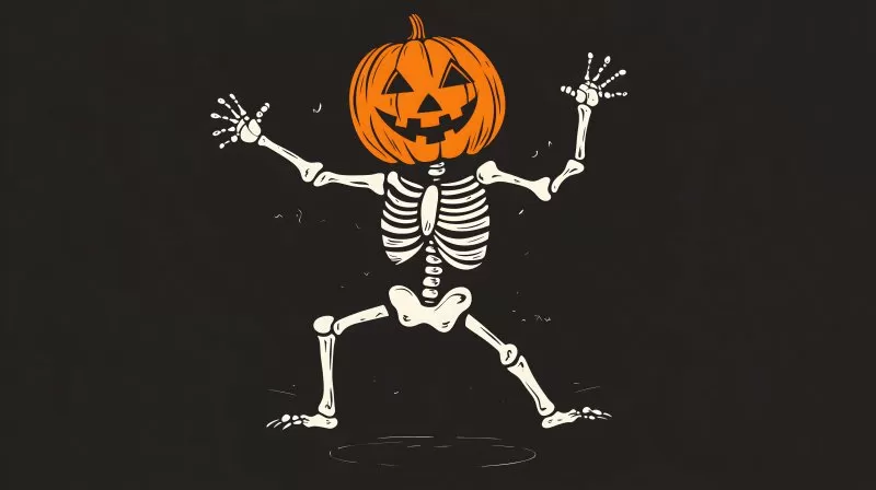 Halloween-Skelett mit Kürbiskopf T Shirt Design Illustration