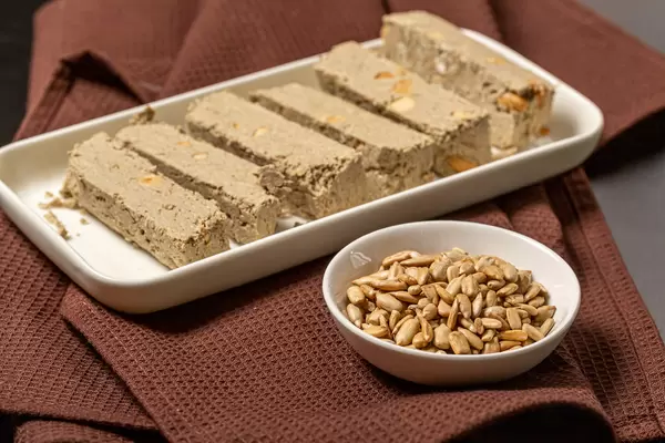Halva with peanuts and sunflower seeds