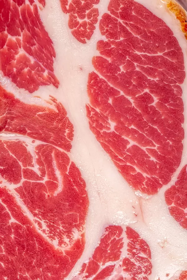 Ham, dried pork meat background texture