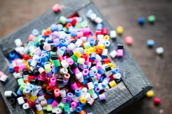 Hamma beads in a wooden box