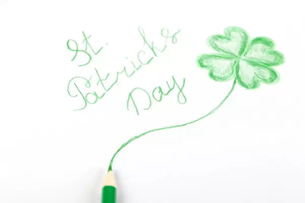Hand drawn congratulation for st patrick's day on a white background