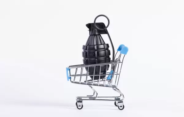 Hand grenade in shopping cart