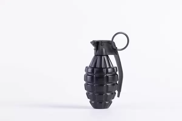 Hand grenade on white background