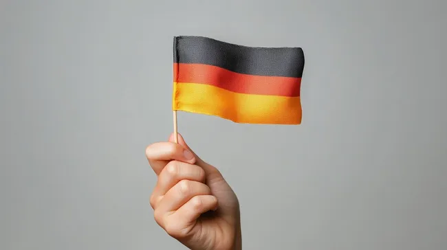 Hand hält stolz deutsche Fahne