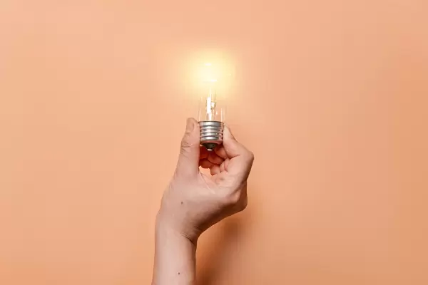 Hand holding a lightbulb