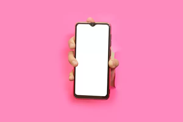 Hand holding a mobile phone