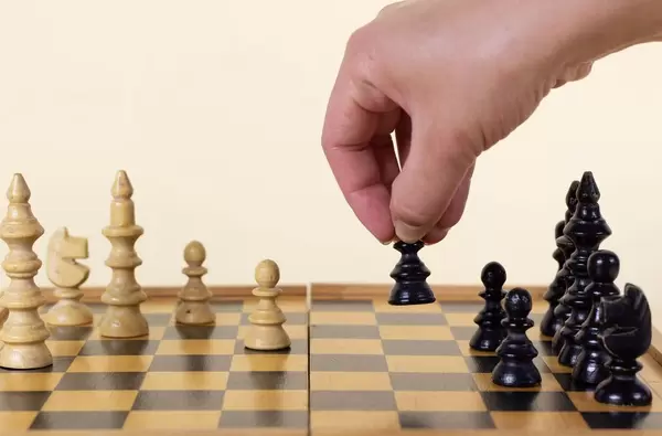 Hand move chess figure