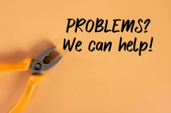 Hand pliers with Problems? We can help text on orange background