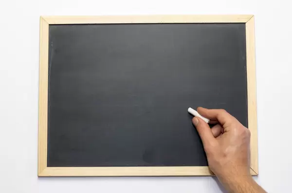 Hand writing on a blackboard