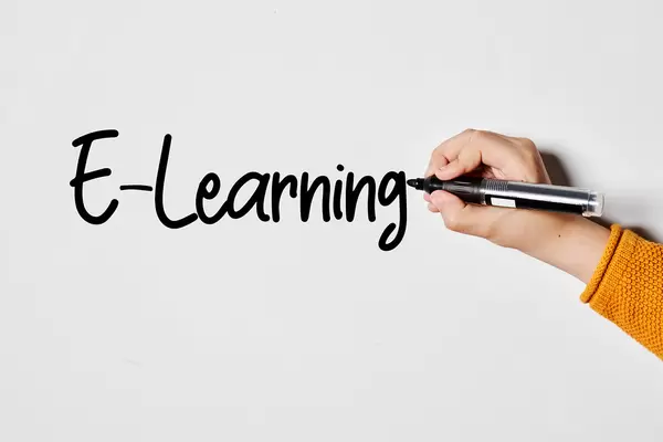 Hand writing on whiteboard - E-learning