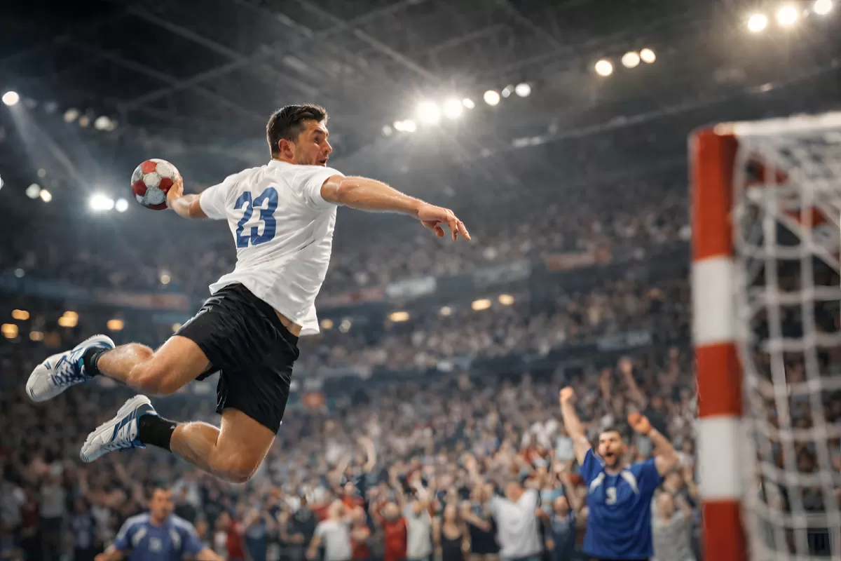 Handballer in Aktion bei Sportveranstaltung