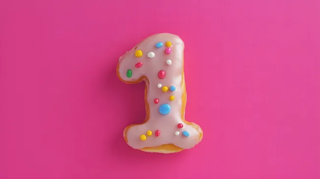 Handbemalte Nummer 1 mit bunten Süßigkeiten