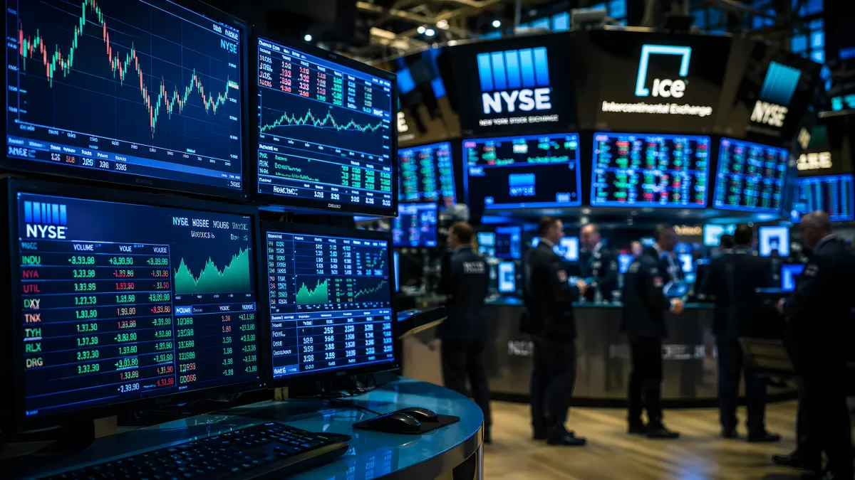 Handelssaal der New Yorker Börse mit Monitoren