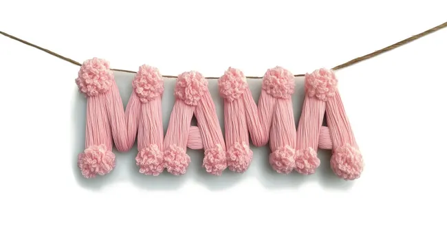 Handgefertigte Girlande mit rosa Pompons