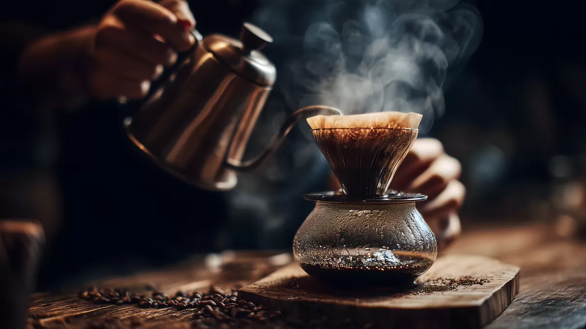 Handgefilterter Kaffee in stimmungsvoller Atmosphäre