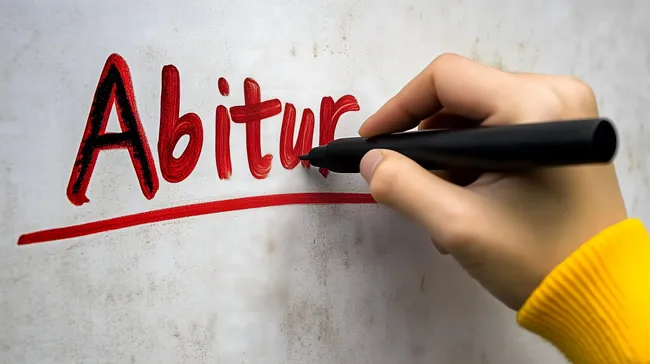 Handgeschriebener Abitur-Schriftzug auf weißer Wand