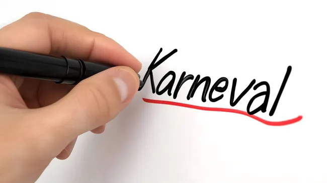 Handschriftliche Karnevalsankündigung mit roter Unterstreichung