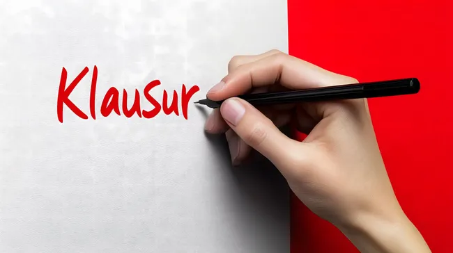 Handschriftlicher Klausurtext auf Papier mit Stift