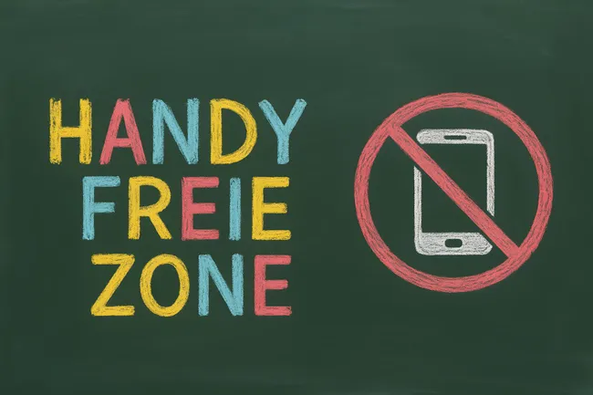 Handyfreie Zone: Kreidezeichnung mit Smartphone-Symbol