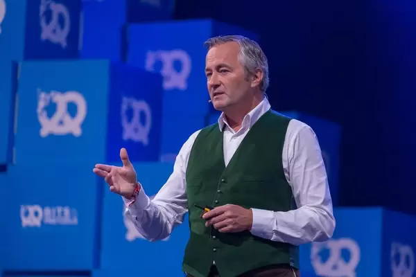 Hannes Ametsreiter - Vodafone Germany at a speech at the Bits and Pretzels Festival in Munich 2018