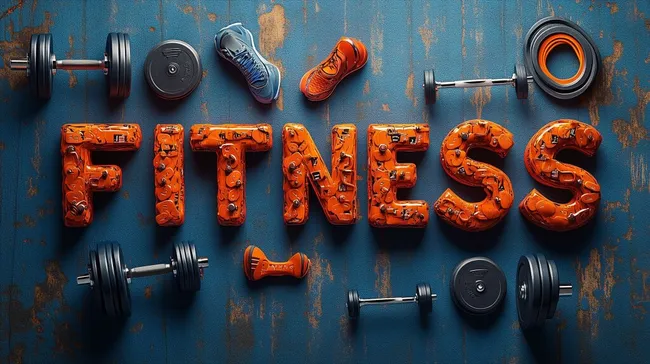 Hanteln, Sneakers und Fitnessausrüstung auf Holzhintergrund