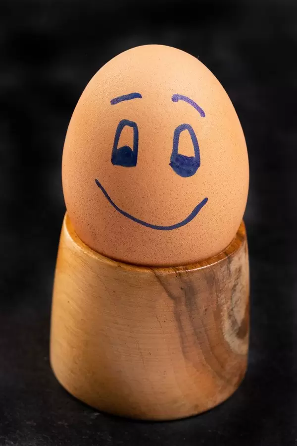 Happy Boiled Egg on the wooden holder (Flip 2019)